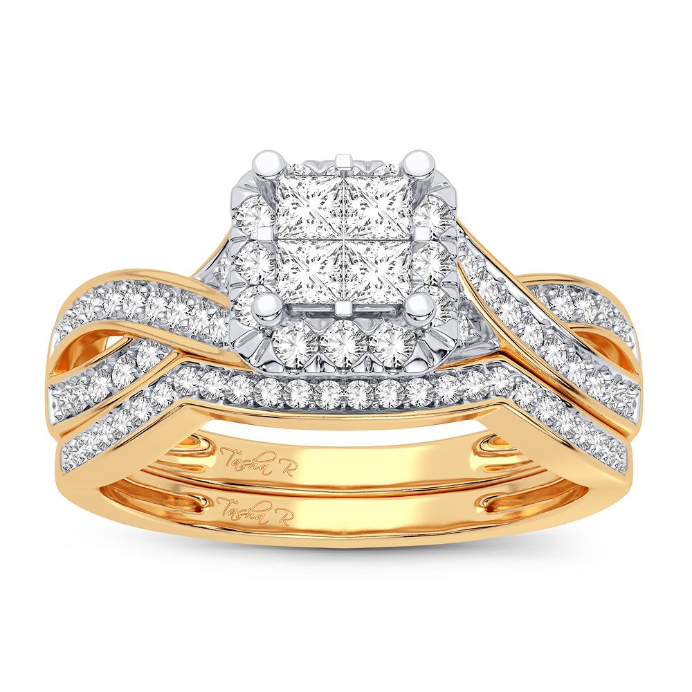 10K Yellow Gold 0.61CT Diamond Bridal Ring for Her