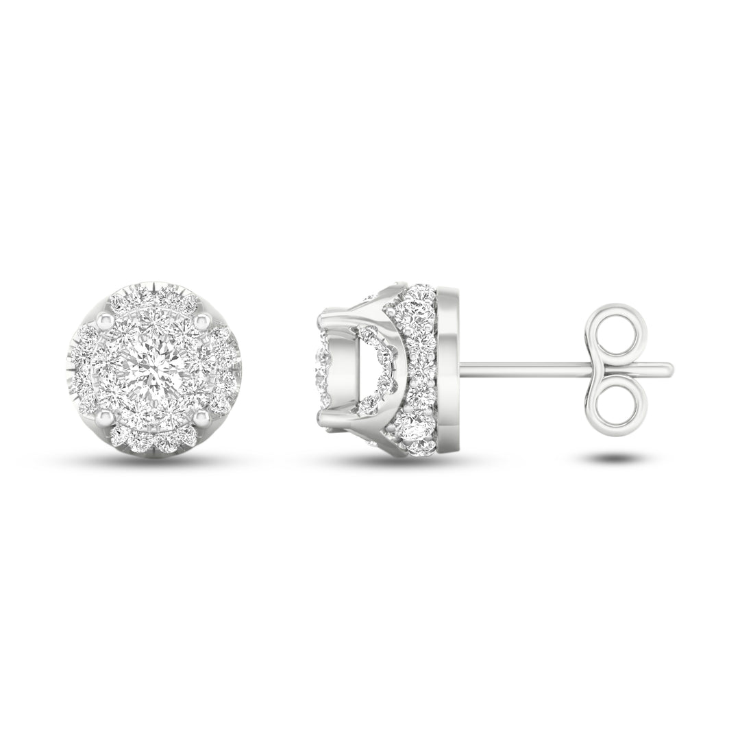 Sparkling 10k White Gold Lab Diamond Stud Earrings for Women