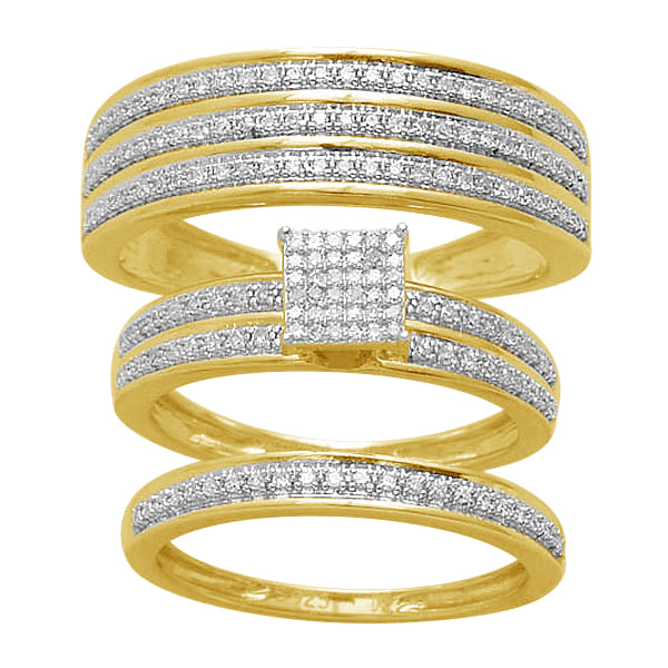 10k Yellow Gold 0.50ct Lab Diamond Trio Wedding Set for Her