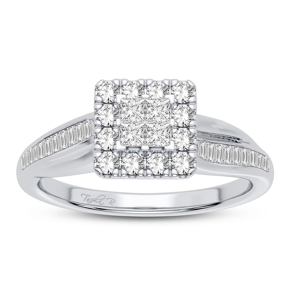 Timeless 10k White Gold 0.50CT Diamond Engagement Ring for Her