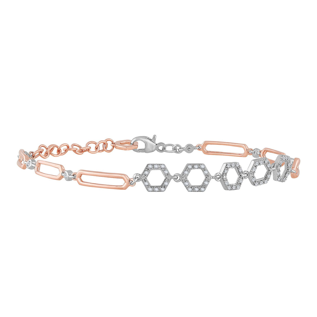 Romantic 10k Rose Gold Lab Diamond Charm Bracelet (0.25ct)