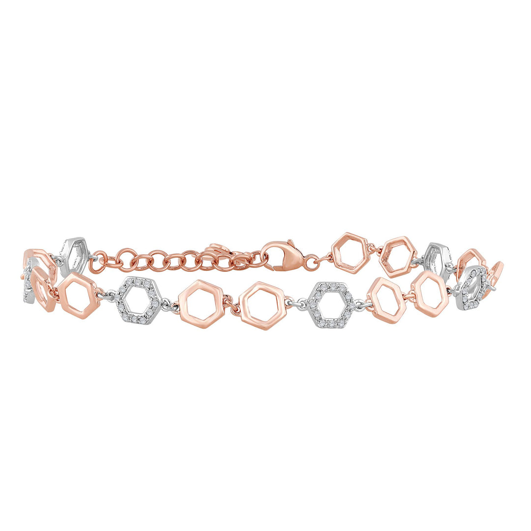 Romantic 10k Rose Gold Lab Diamond Charm Bracelet (0.27ct)
