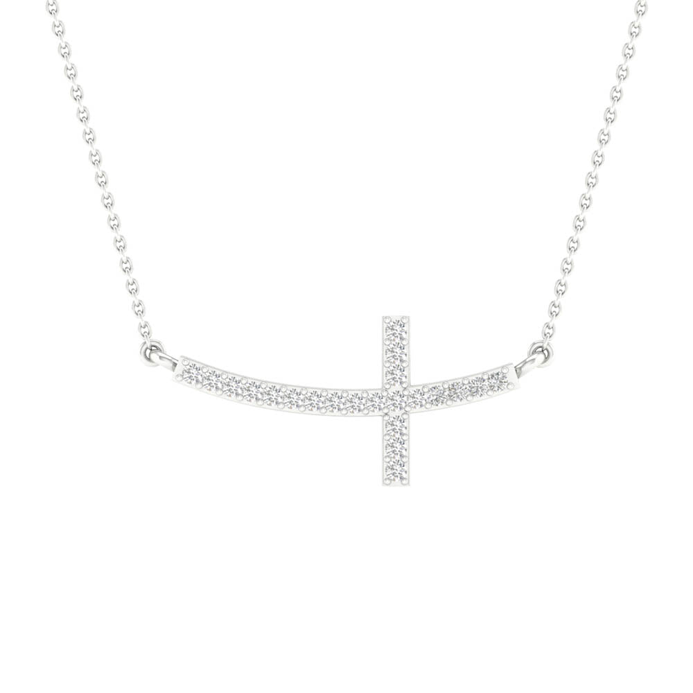 Delicate 10k White Gold Lab Diamond Pendant Necklace for Women