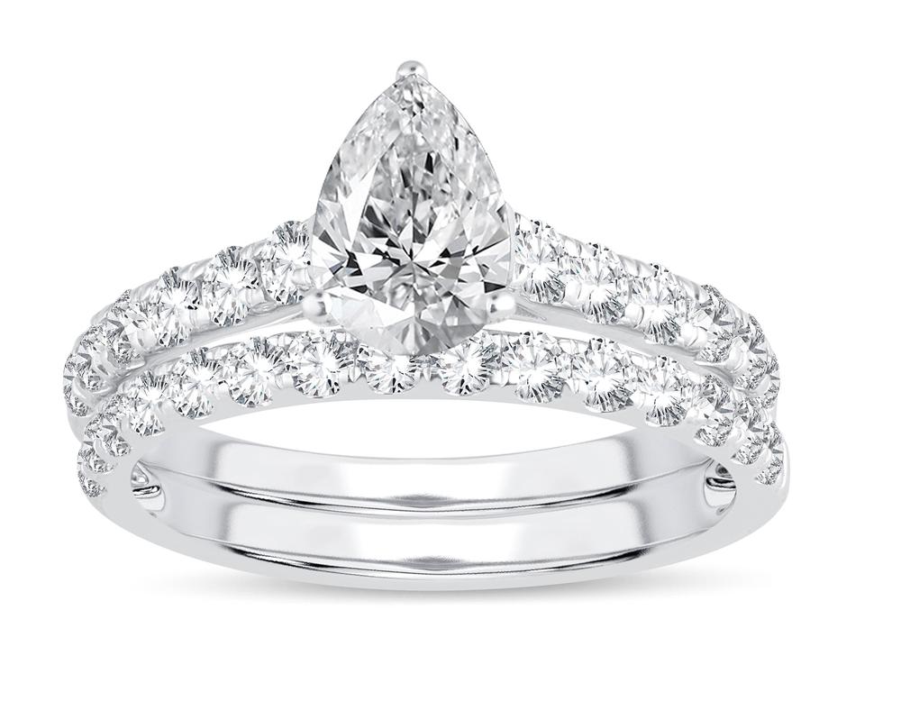 Luminous 14k White Gold 2.03ct Lab Diamond Bridal Ring Set