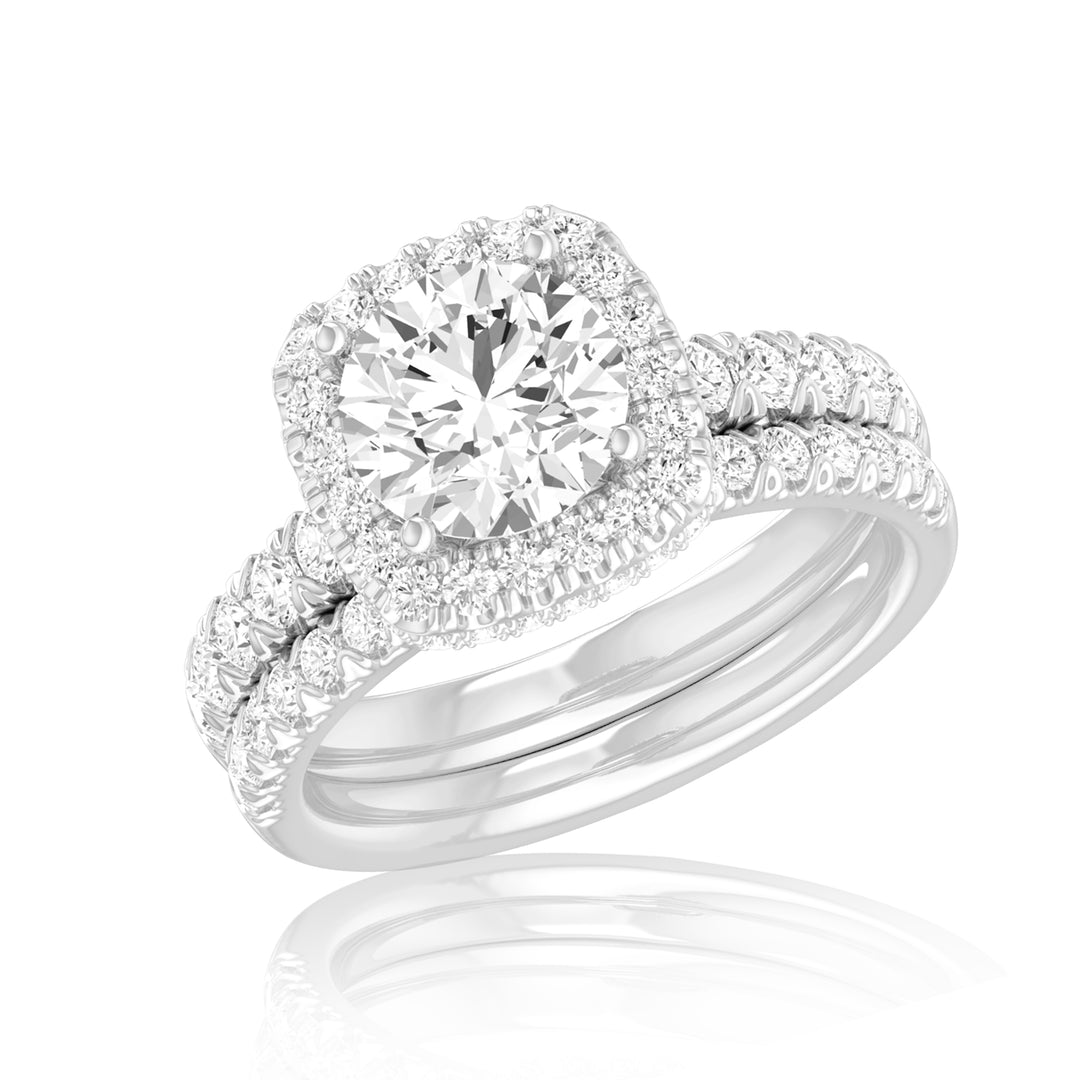 Brilliant 14K White Gold 1.66CT Lab Diamond Bridal Ring