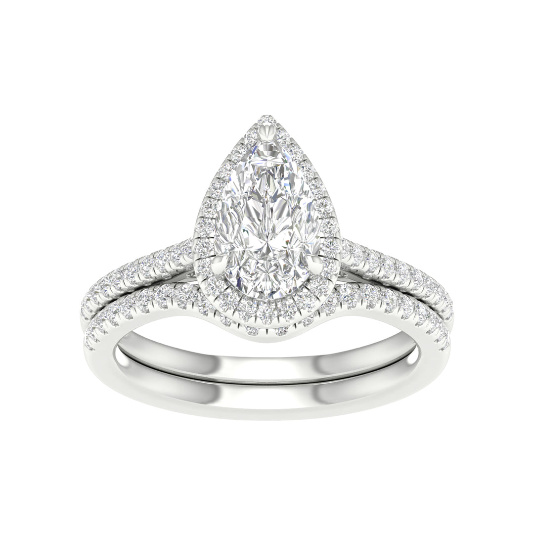 14k White Gold 1.95CT Lab Diamond Bridal Ring Set