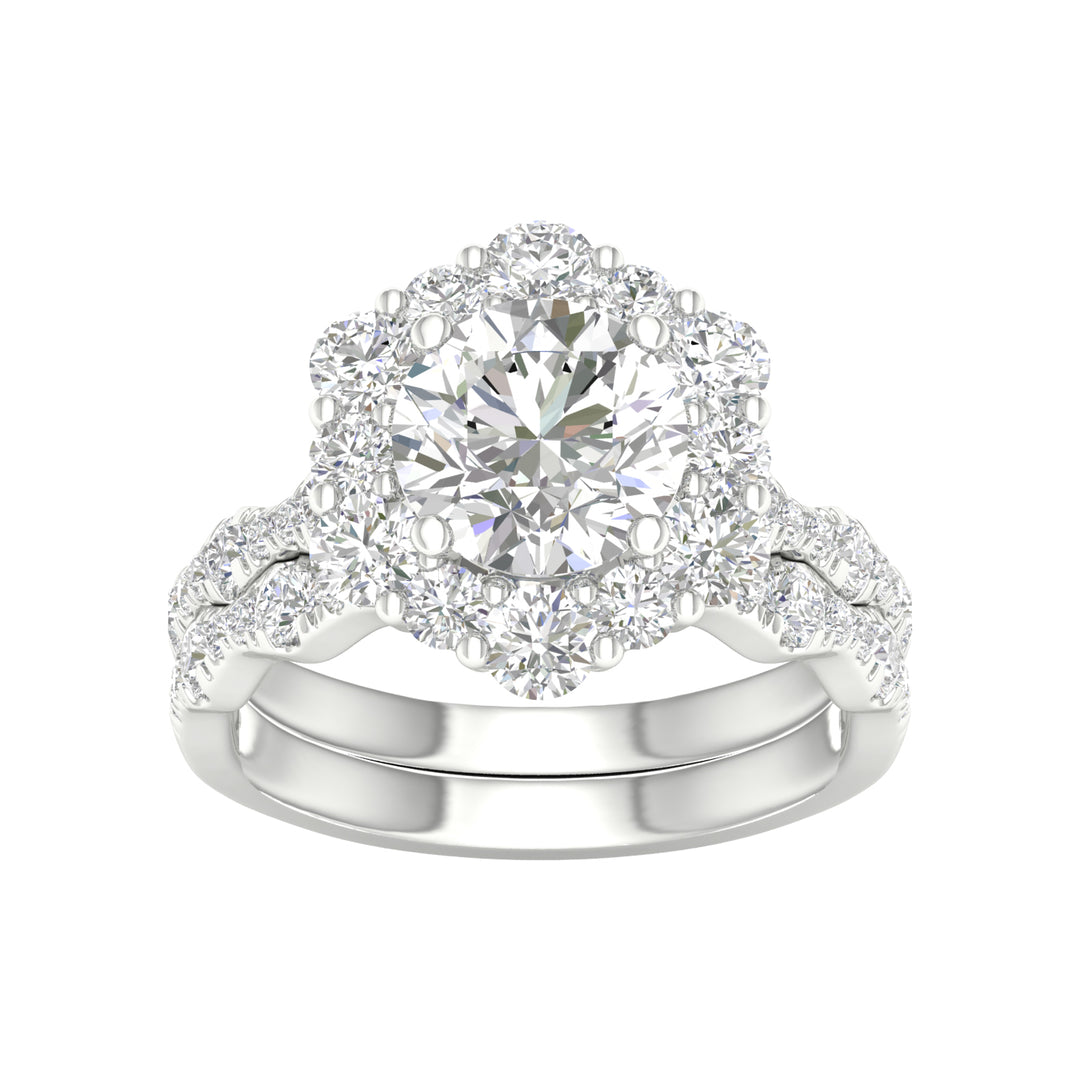 14k White Gold 3.75CT Lab Diamond Bridal Ring Set
