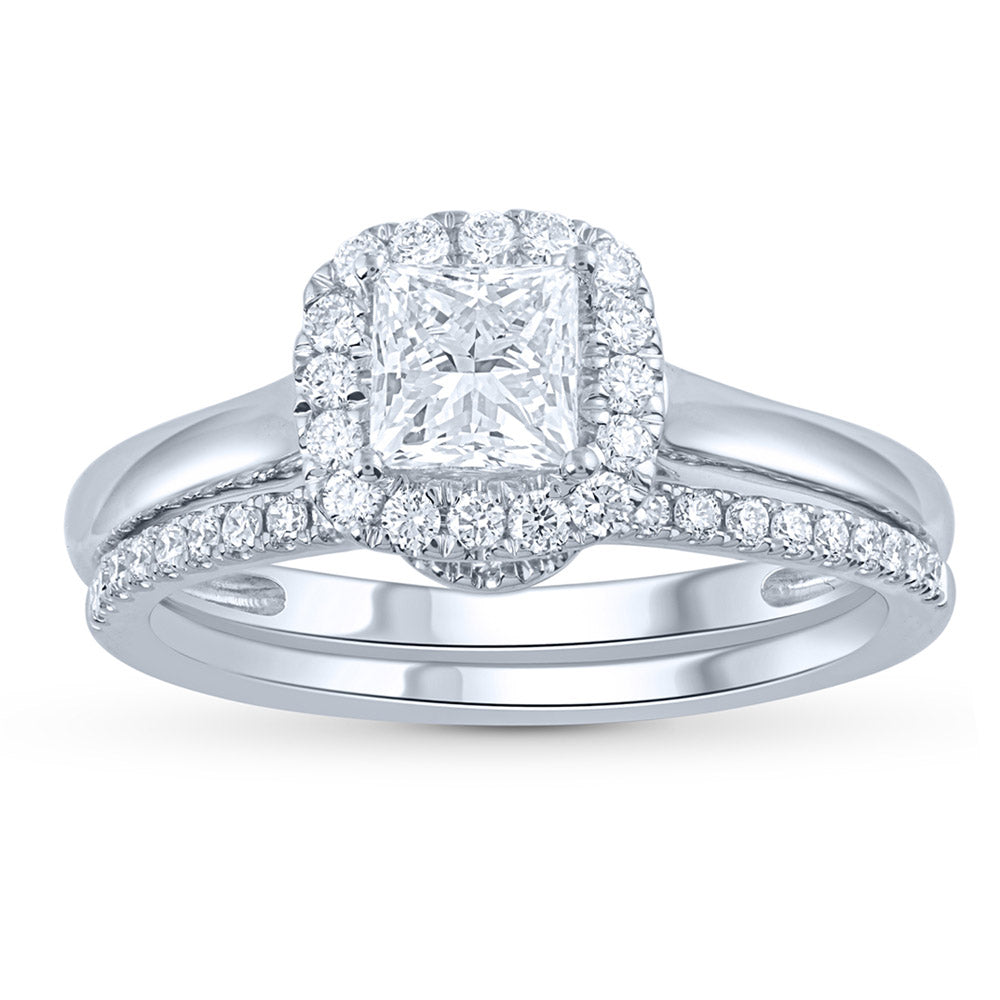14K White Gold 1.16CT Lab Diamond Bridal Set Brilliance