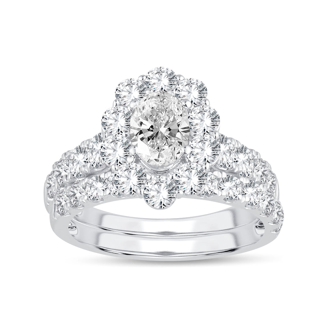 14k White Gold 3CT Lab Grown Diamond Bridal Ring Set