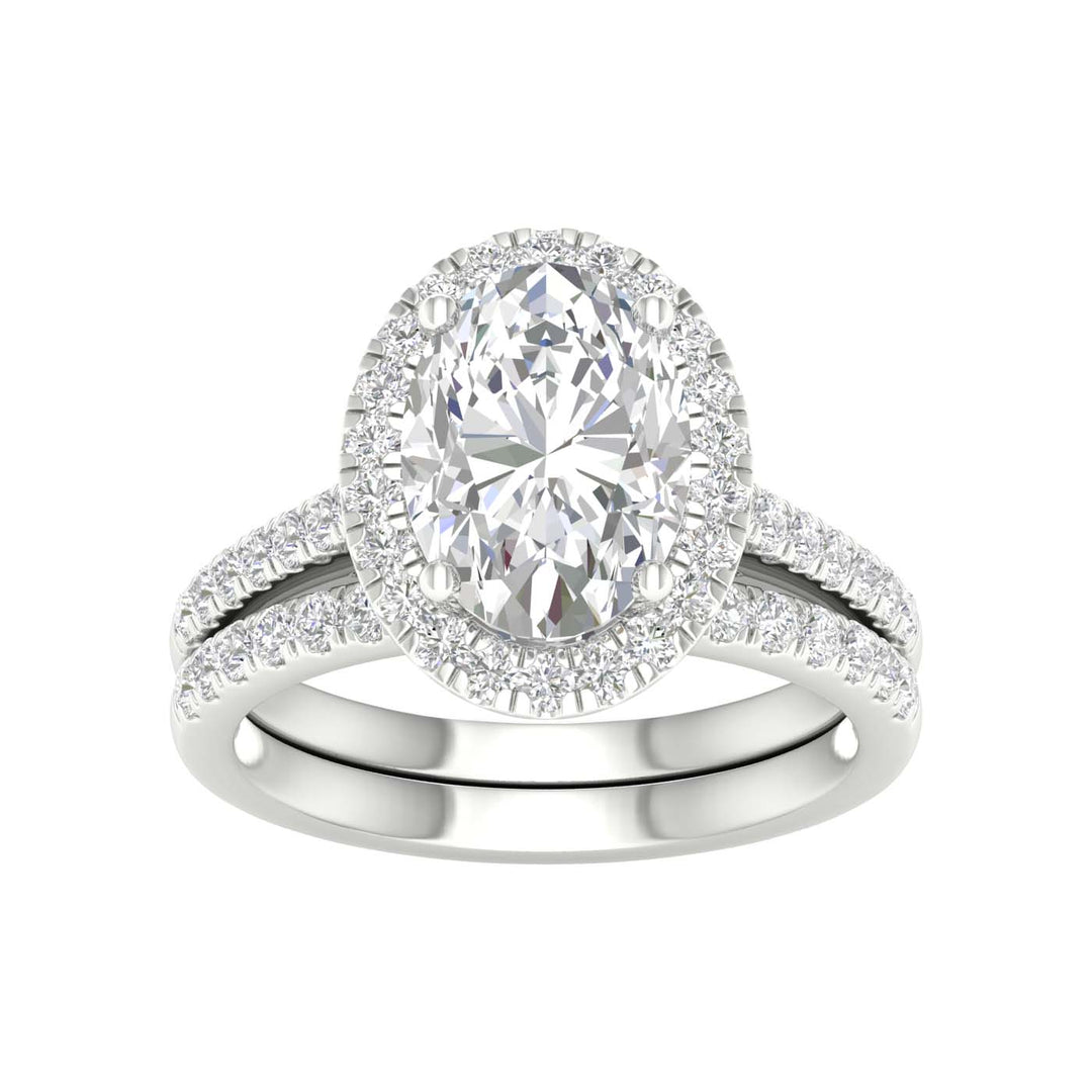 14k White Gold 3.75CT Lab Diamond Bridal Ring Set