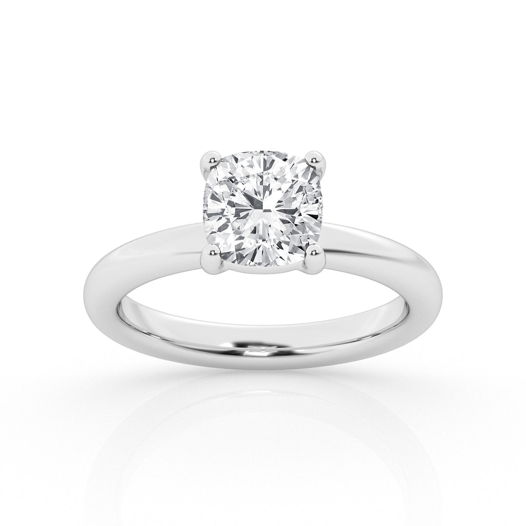 Timeless 1ct Cushion Lab Diamond Solitaire Ring in 14K White Gold