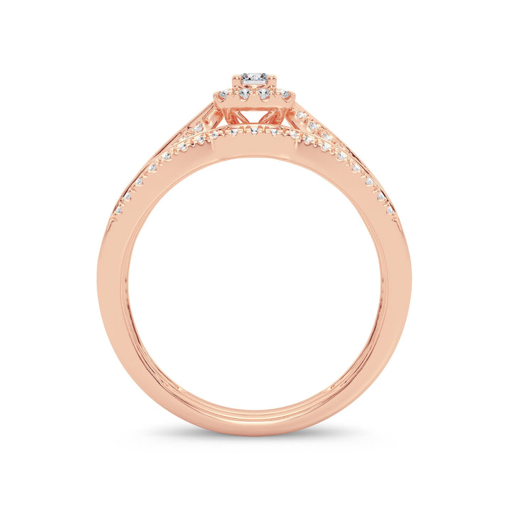 Romantic 14k Rose Gold Lab Diamond Bridal Ring (0.33ct)