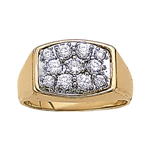 14K Gold Lab Diamond Mens Cluster Ring