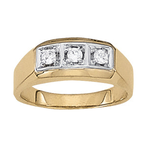 Mens 14K White Gold 3-Stone Diamond Ring