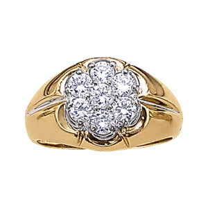 Platinum White Diamond Cluster Gents Ring