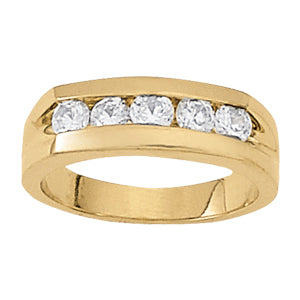 14K Gold Lab Diamond Mens Channel Band Ring