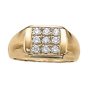 Mens 14K White Gold 9-Diamond Cluster Ring