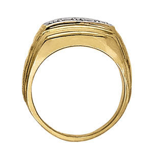 14K White Gold 3-Stone Diamond Mens Ring