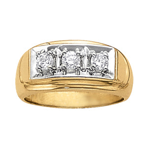 18K White Gold 3-Stone Diamond Mens Ring