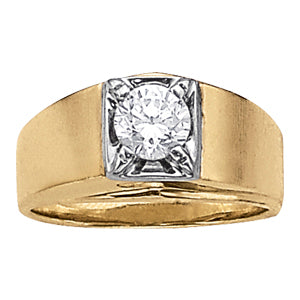 Platinum 1 CT Round Diamond Mens Solitaire Ring