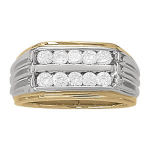 White Platinum Mens Diamond Channel Ring