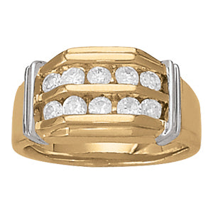 Mens 14K White Gold Diamond Channel Band Ring