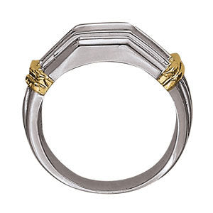 14K White Gold Diamond Channel Gents Ring