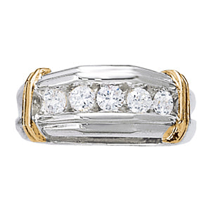 18K White Gold 1 CT Diamond Mens Channel Ring