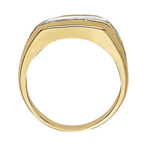 18K White Gold 3-Stone Diamond Mens Ring
