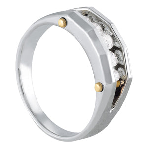 14K White Gold Diamond Channel Gents Ring