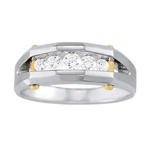 14K White Gold Diamond Channel Gents Ring