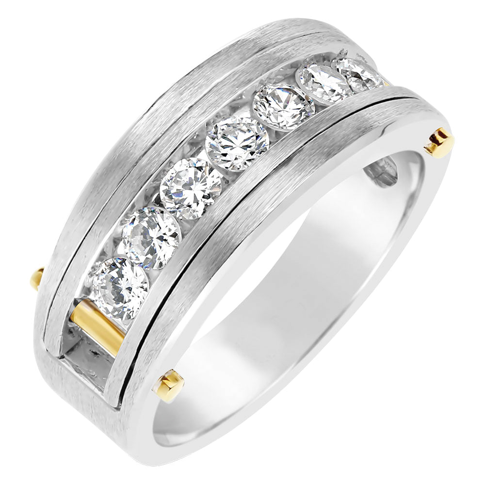 Mens Lab Diamond Channel Wedding Ring