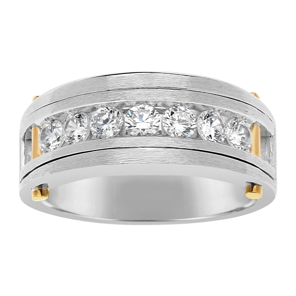 Mens 18K White Gold Lab Diamond Wedding Ring