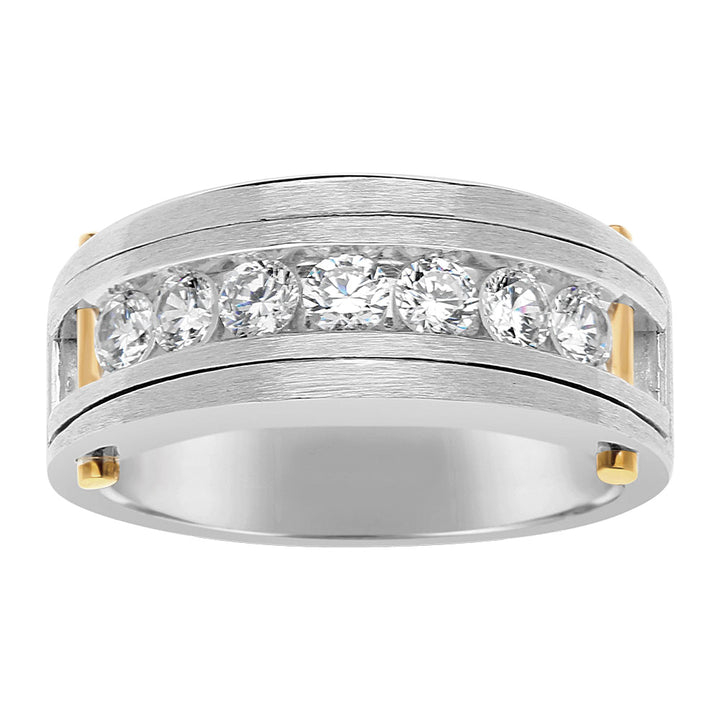 Mens 18K White Gold Lab Diamond Wedding Ring