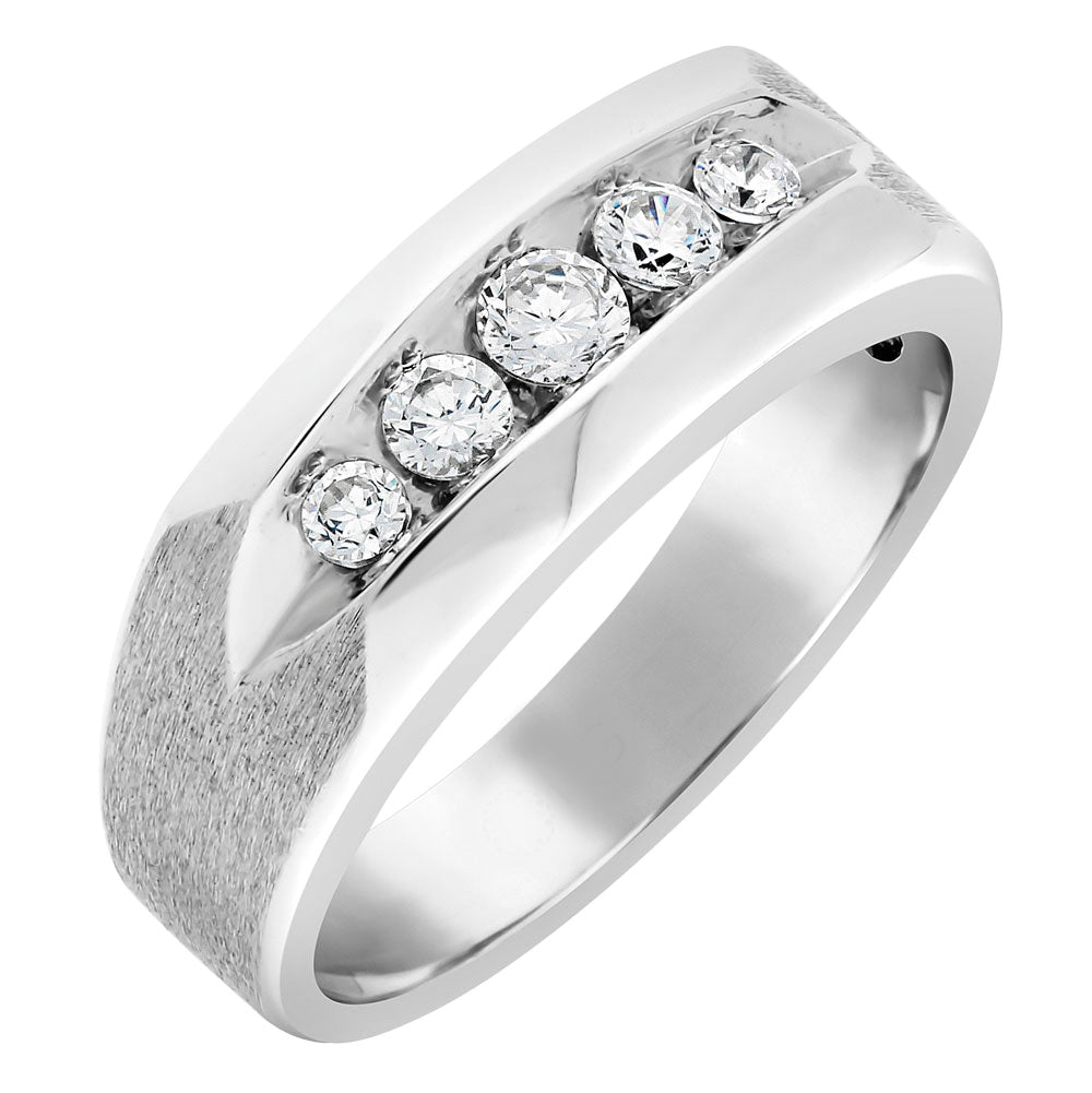 18K White Gold Lab Diamond Mens Wedding Band