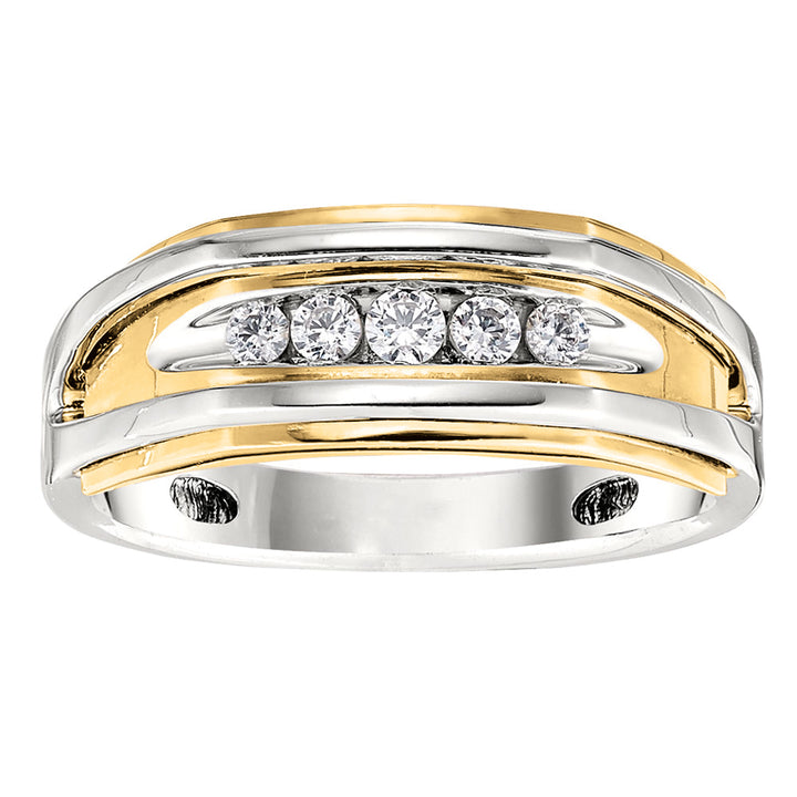 14K White Gold Round Diamond Mens Wedding Band