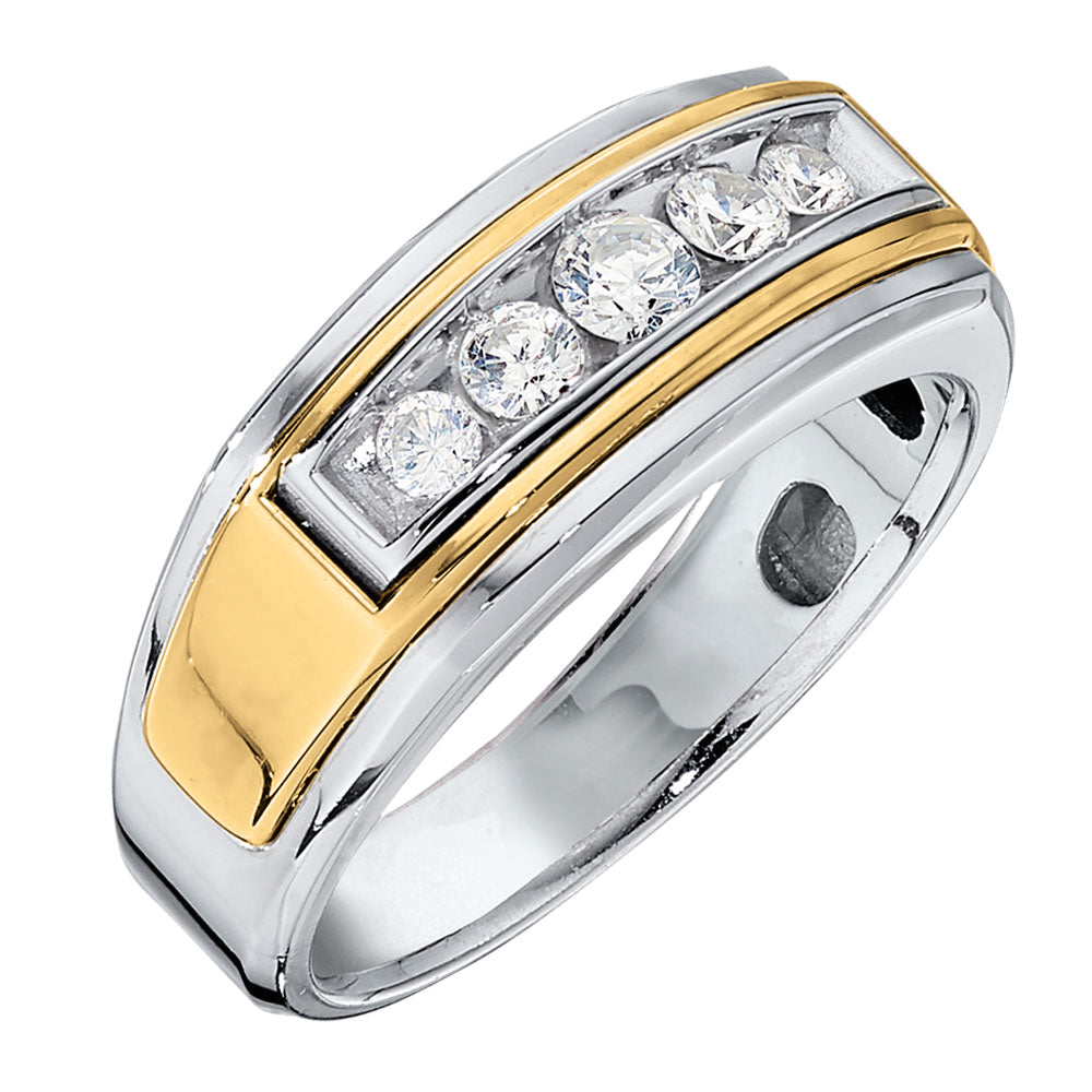 Lab Diamond White Gold Mens Wedding Ring
