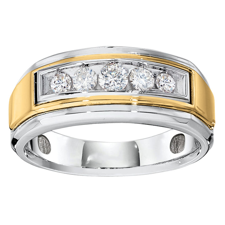 Mens 14K White Gold Lab Diamond Wedding Ring