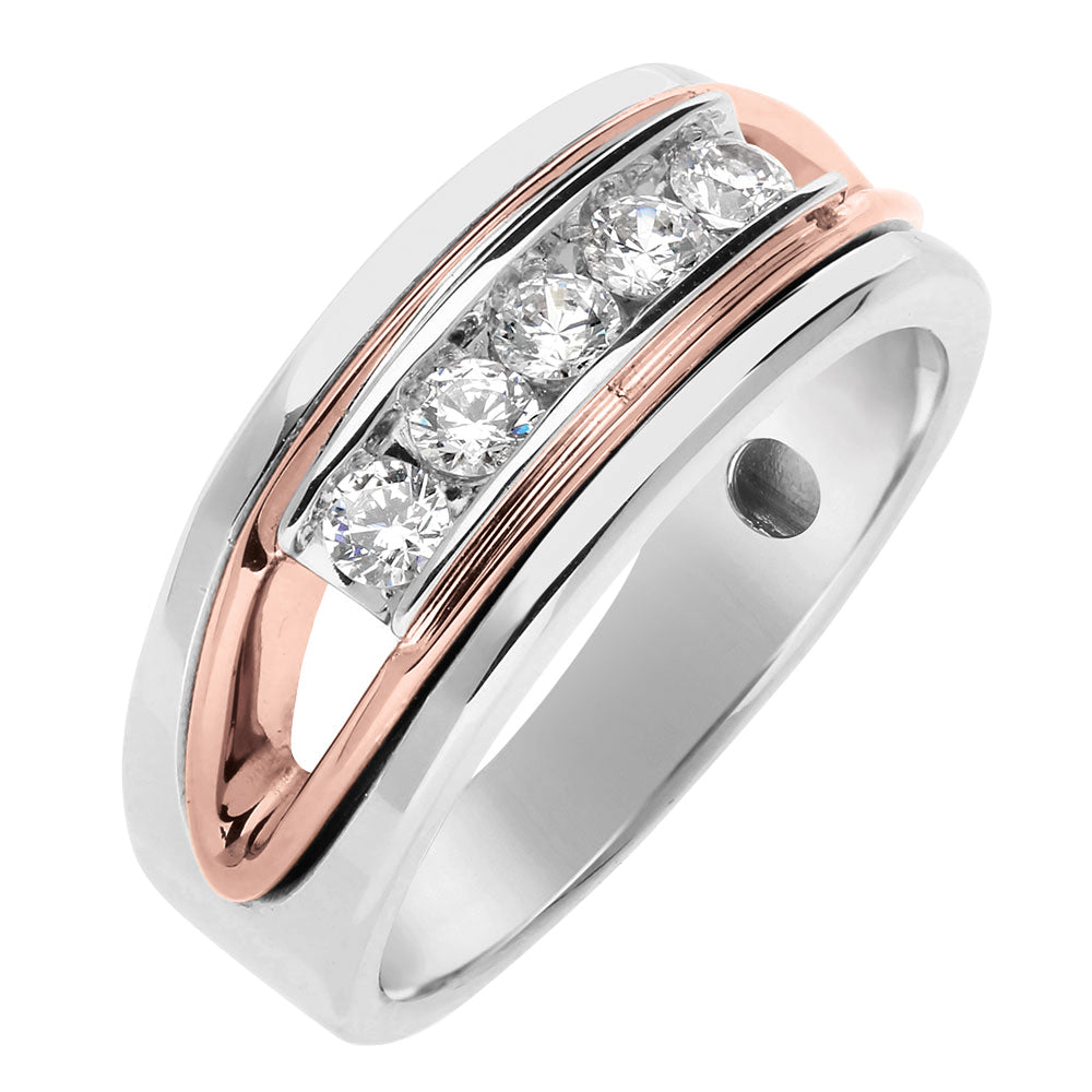 18K White Gold Lab Diamond Mens Wedding Band