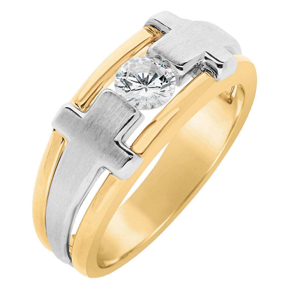 Lab Diamond Two Tone Mens Wedding Band