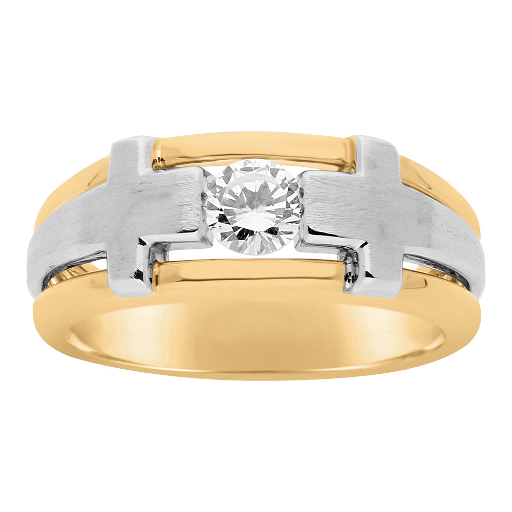 Lab Diamond Two Tone Mens Wedding Band