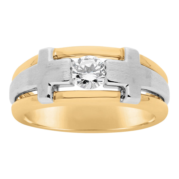 Lab Diamond Two Tone Mens Wedding Band