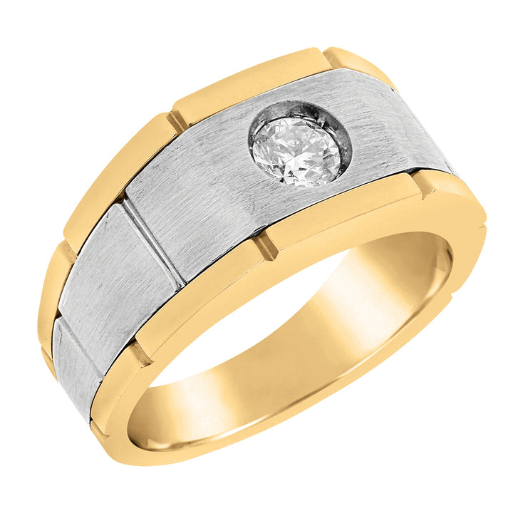 Lab Diamond Solitaire Two-Tone Mens Ring