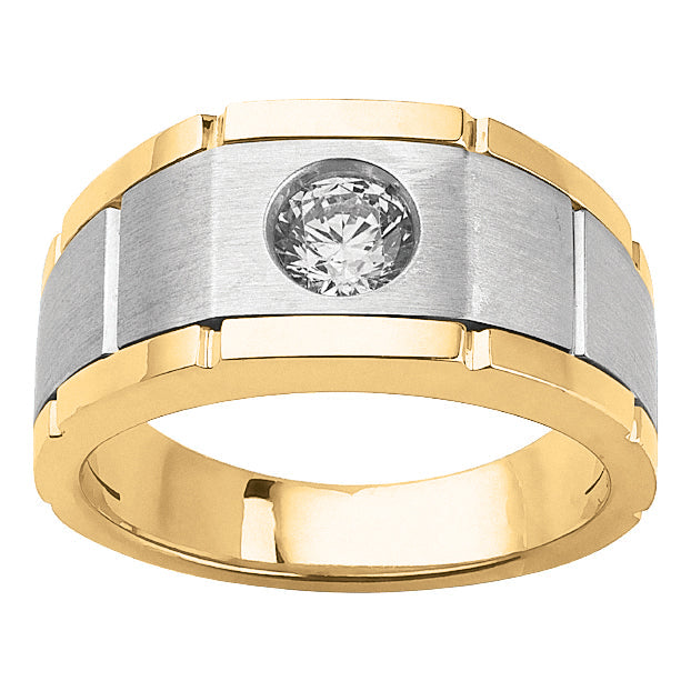 Lab Diamond Solitaire Two-Tone Mens Ring