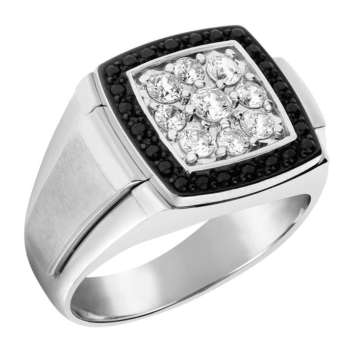 Mens 14K White Gold Lab Diamond Cluster Ring