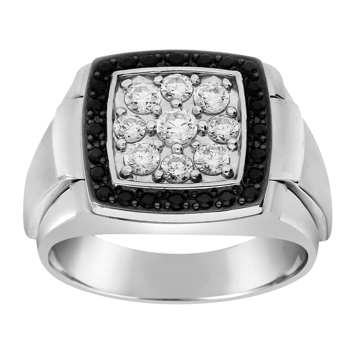 18K White Gold Lab Diamond Mens Cluster Ring