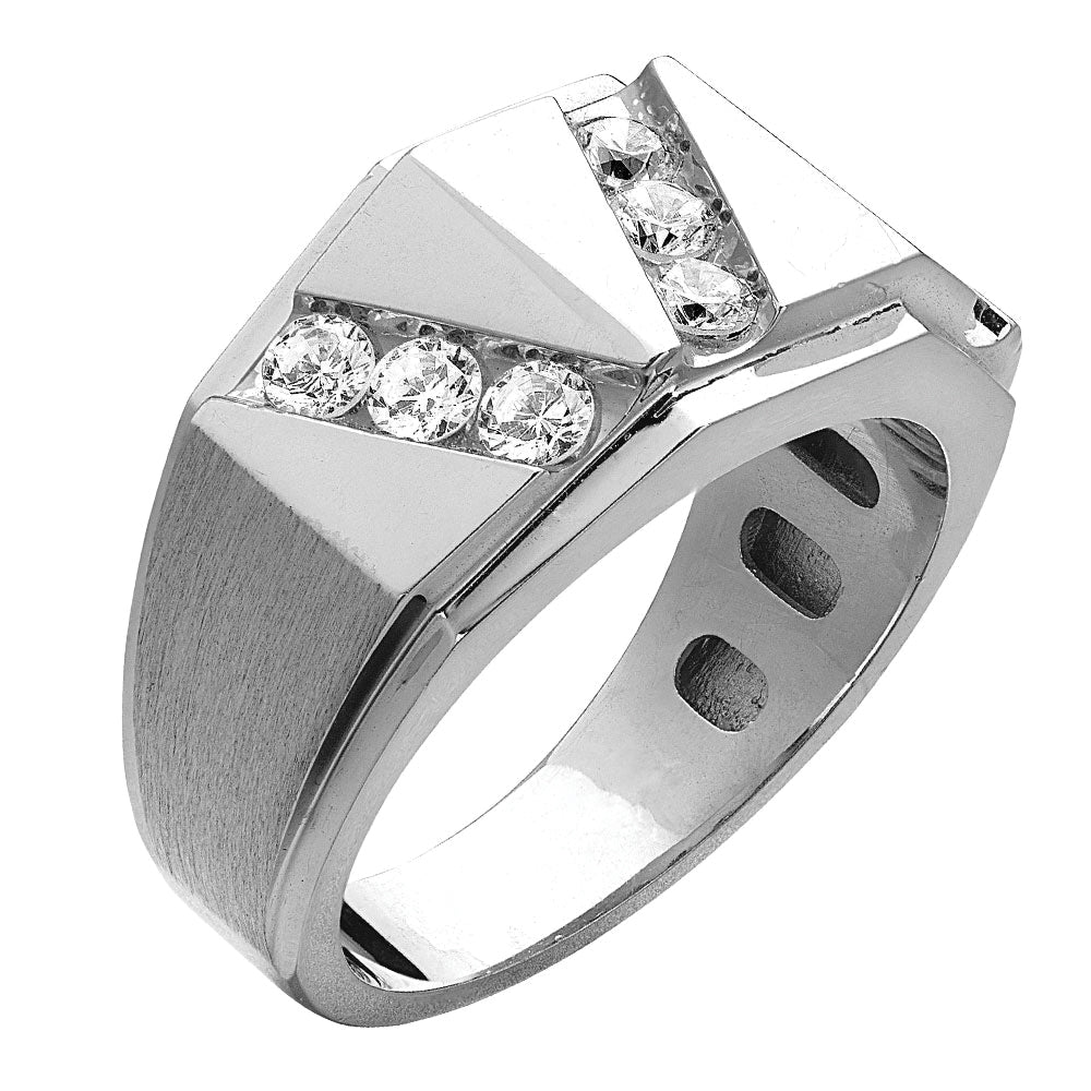 9-Diamond 18K White Gold Mens Wedding Ring