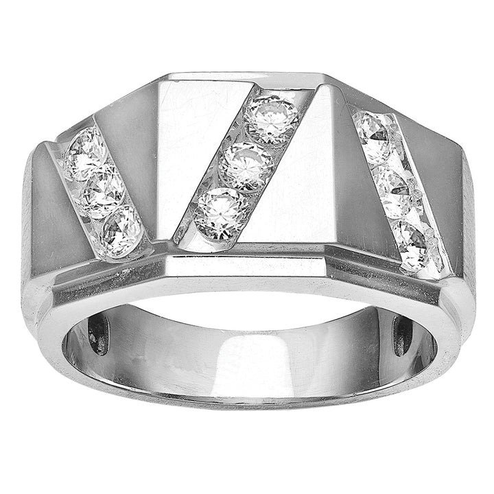 14K White Gold 0.99ctw Lab Diamond Mens Ring