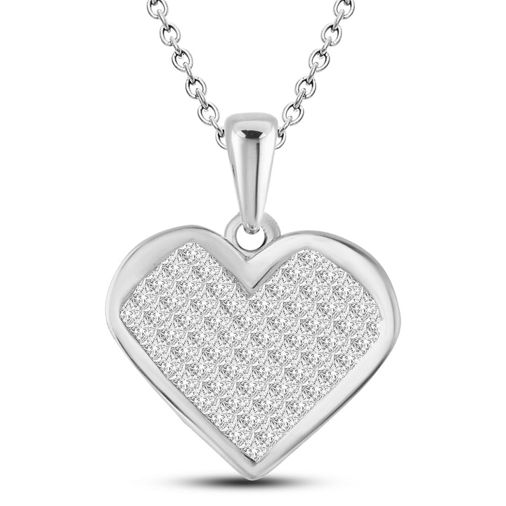 14k White Gold Lab Diamond Princess Cut Womens Pendant