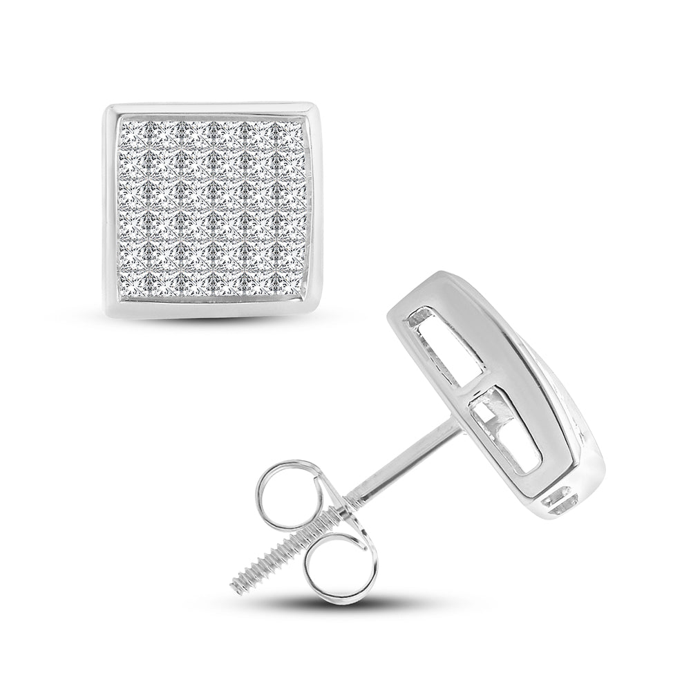 Brilliant 14k White Gold Lab Diamond Princess Earrings